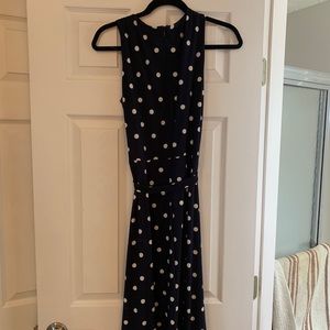Anne Klein Navy Polka dot sleeveless dress 10